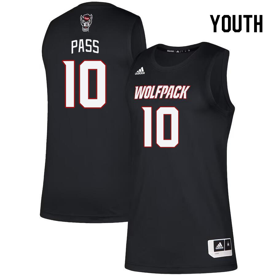 Youth #10 Breon Pass NC State Wolfpack College Basketball Jerseys Stitched Sale-Black - Click Image to Close